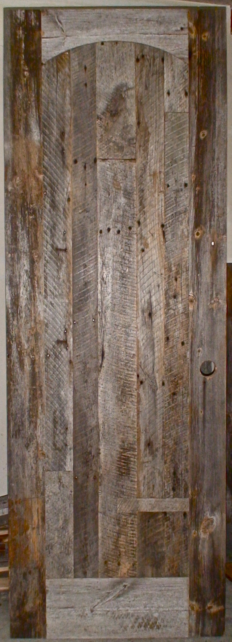 Natural grey barnwood, arch top rail custom flat panels